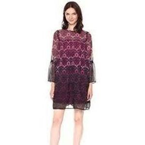 Nanette Lepore Moody Romance Dress Fuschia Kiss Multi Color Women Size 14   F